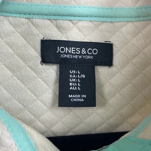 Jones New York Quilted 1/4 Snap Mock Neck Pullover Jacket Cream Womens Large - Picture 4 of 5